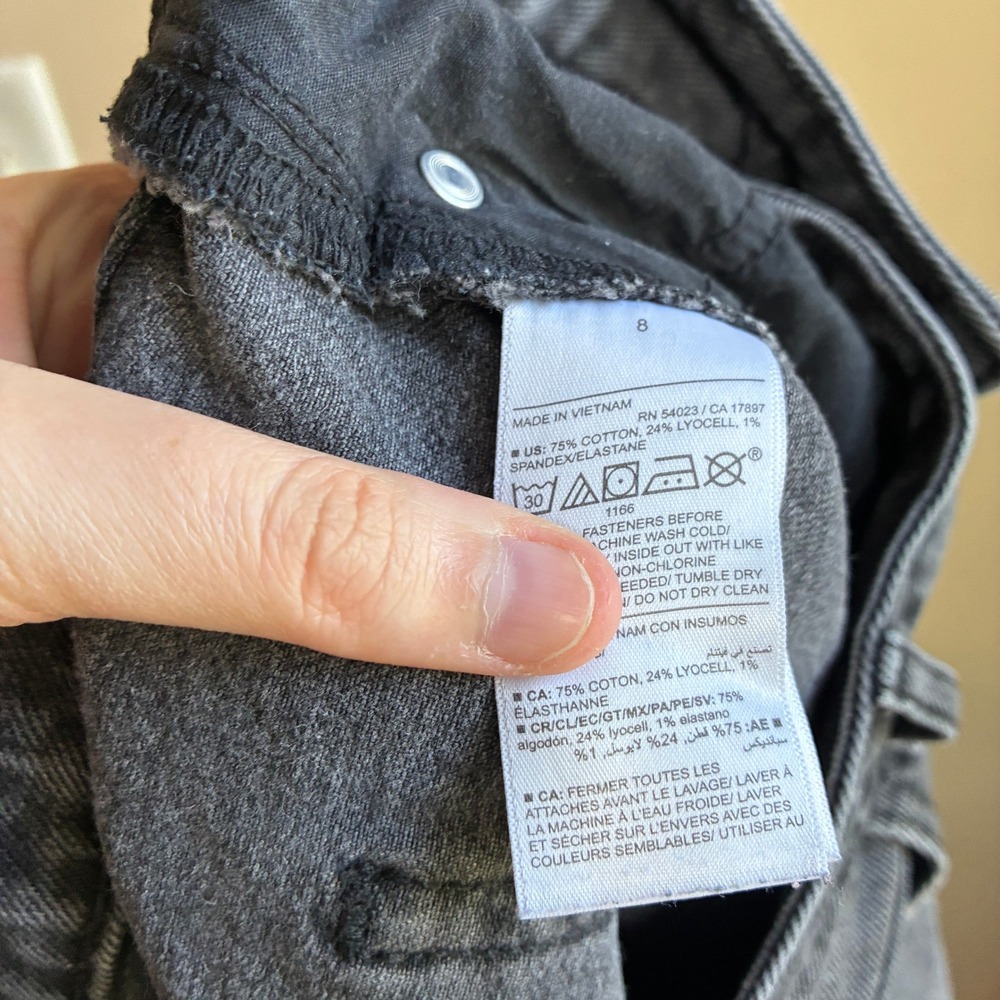 Old Navy Sky-Hi Wide Leg Jeans 8 Gray Womens Extra High Rise Cotton Blend - Picture 7 of 7